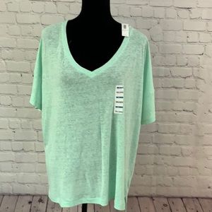NWT Old Navy Mint Green Linen t shirt tee XL